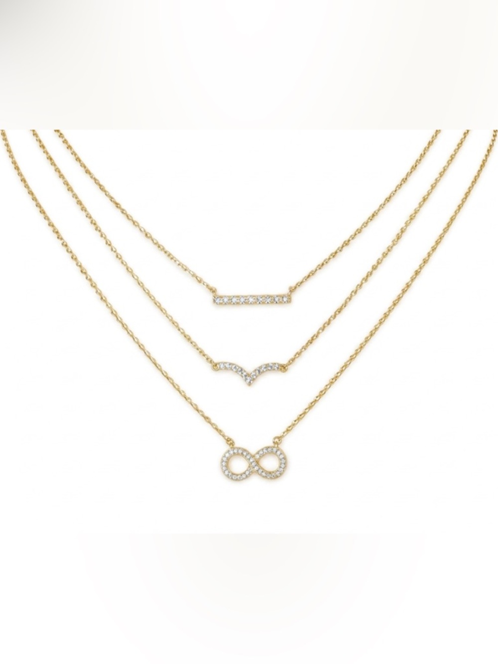Pave Cubic Zirconia Gold Necklace Set